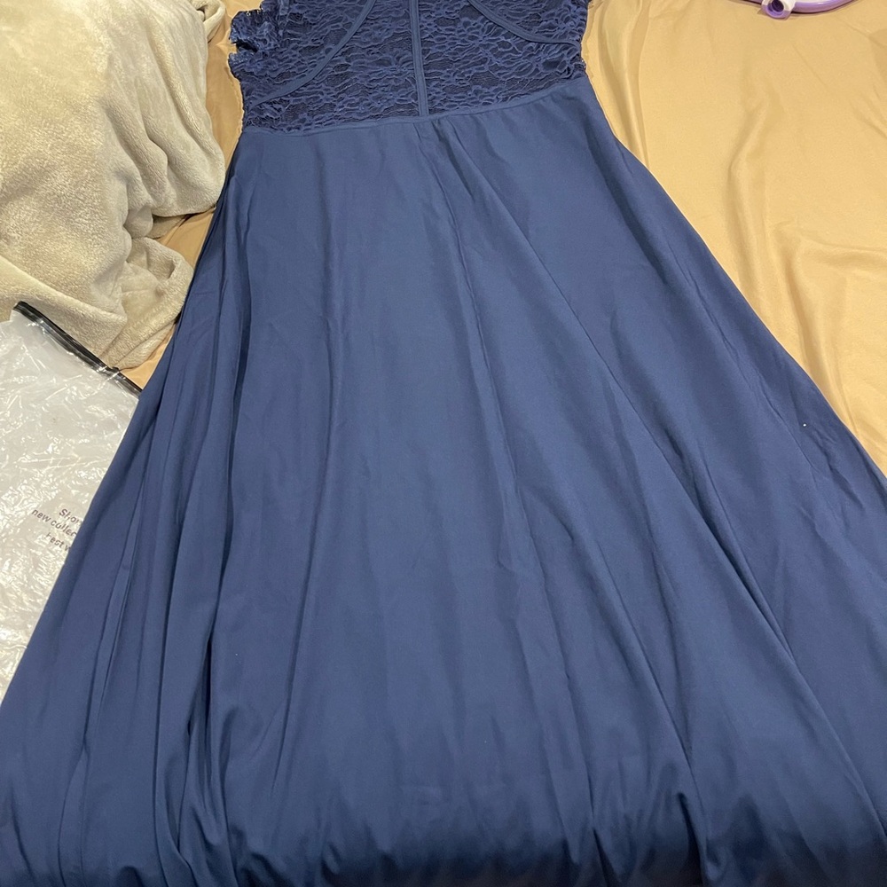 Elegant Navy Blue Lace Dress